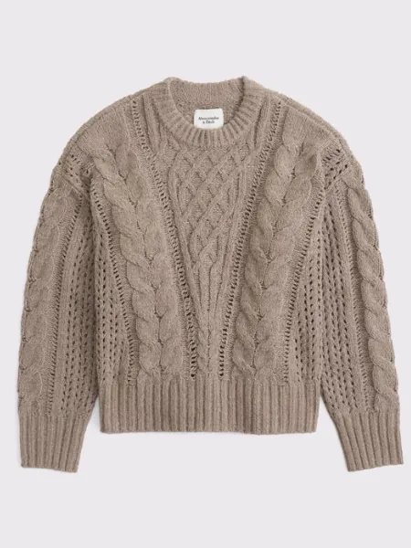 Textural Stitch Cable Crew Sweater